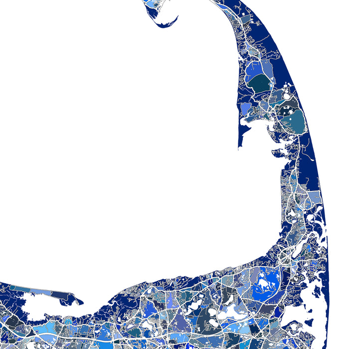 Map of a coastal region with blue and white coloration