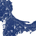 Map of a region with roads and boundaries in blue on a white background