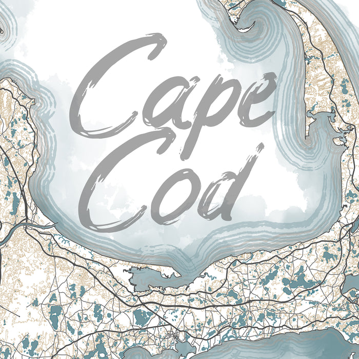 Map of Cape Cod with stylized text overlay