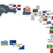 Map of Caribbean islands with their respective flags displayed.