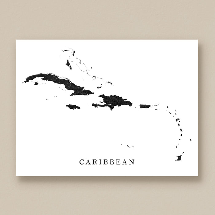 Map of the Caribbean on a white background with 'Caribbean' text.