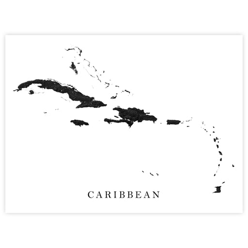 Map of the Caribbean in black on a white background