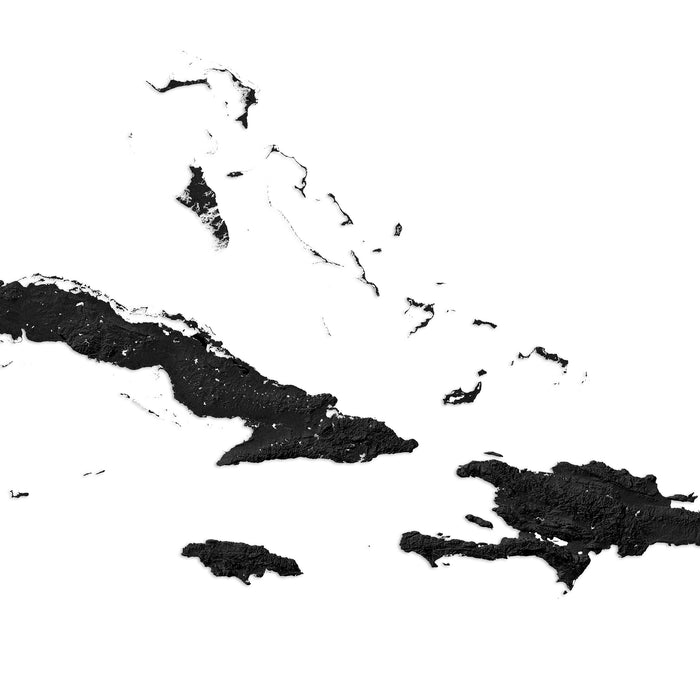 Map of the Caribbean region in black on a white background