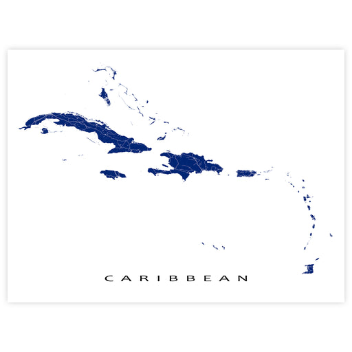 Map of the Caribbean in blue on a white background