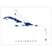 Map of the Caribbean in blue on a white background
