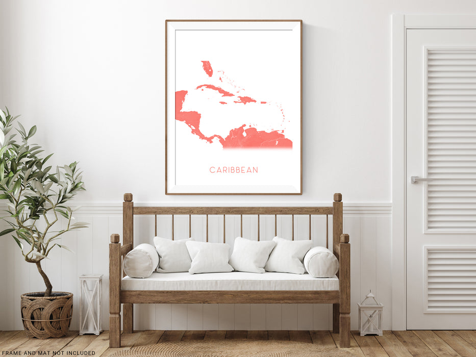 Caribbean map print in Turquoise by Maps As Art.