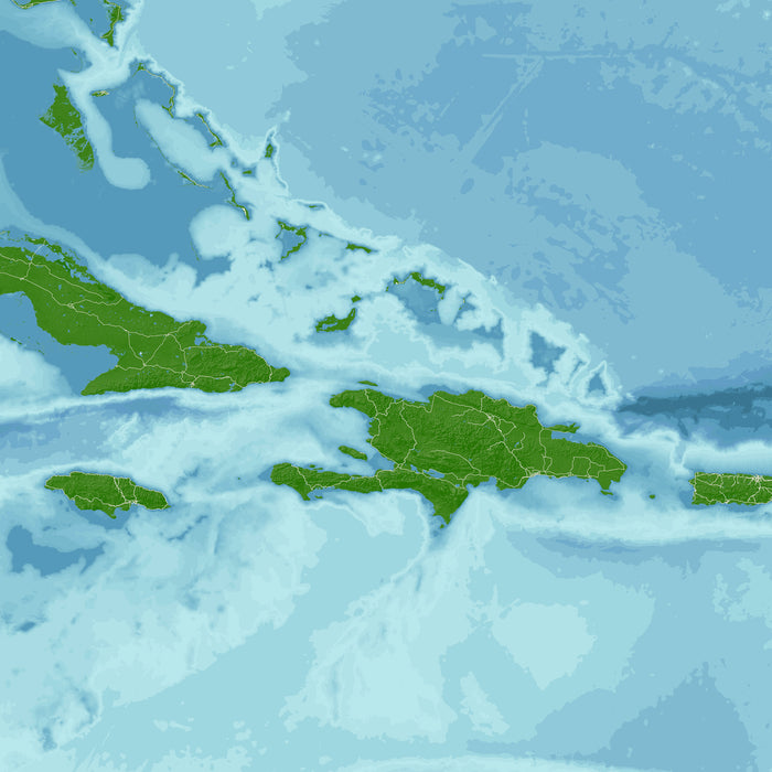 Topographic map of the Caribbean region