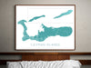 Cayman Islands map print with a turquoise topographic landscape design by Maps As Art.