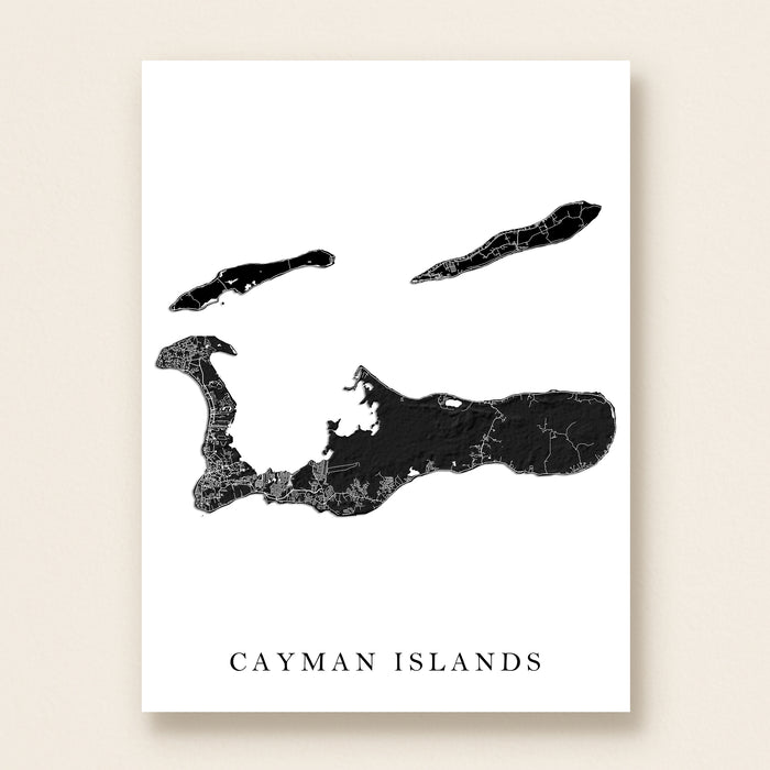 Map of Cayman Islands in black on a white background