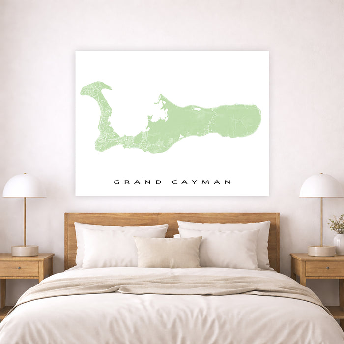 Bedroom with a map of Grand Cayman on the wall