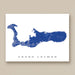 Map of Grand Cayman on a white background with blue coloring