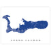 Map of Grand Cayman in blue on a white background