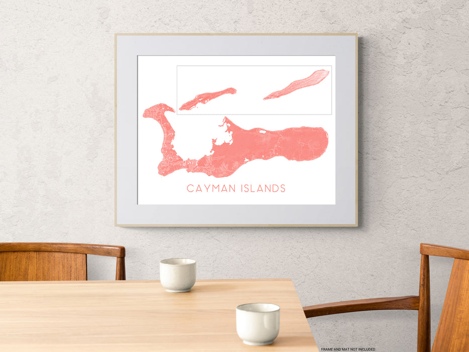 Cayman Islands map print with a topographic landscape design by Maps As Art.