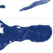 Topographic map of a coastal area with blue color scheme