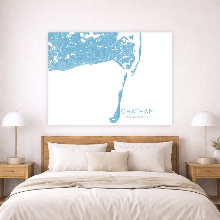 Bedroom with a map of Chatham on the wall