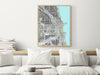 Chicago, Illinois map art print with city streets and buildings designed by Maps As Art.