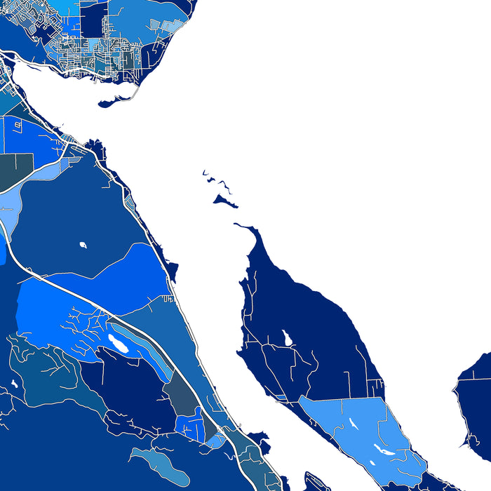 Comox Valley Map Print: Blue Geometric Vancouver Island Wall Art Poster