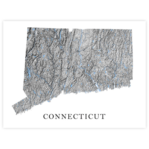 Topographic map of Connecticut on a white background