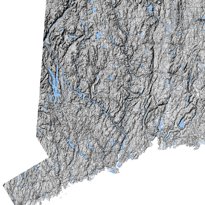 Topographic map of a region with detailed terrain and water bodies.