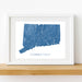 Framed map of Connecticut on a white background