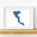 Framed map of Corfu on a white background
