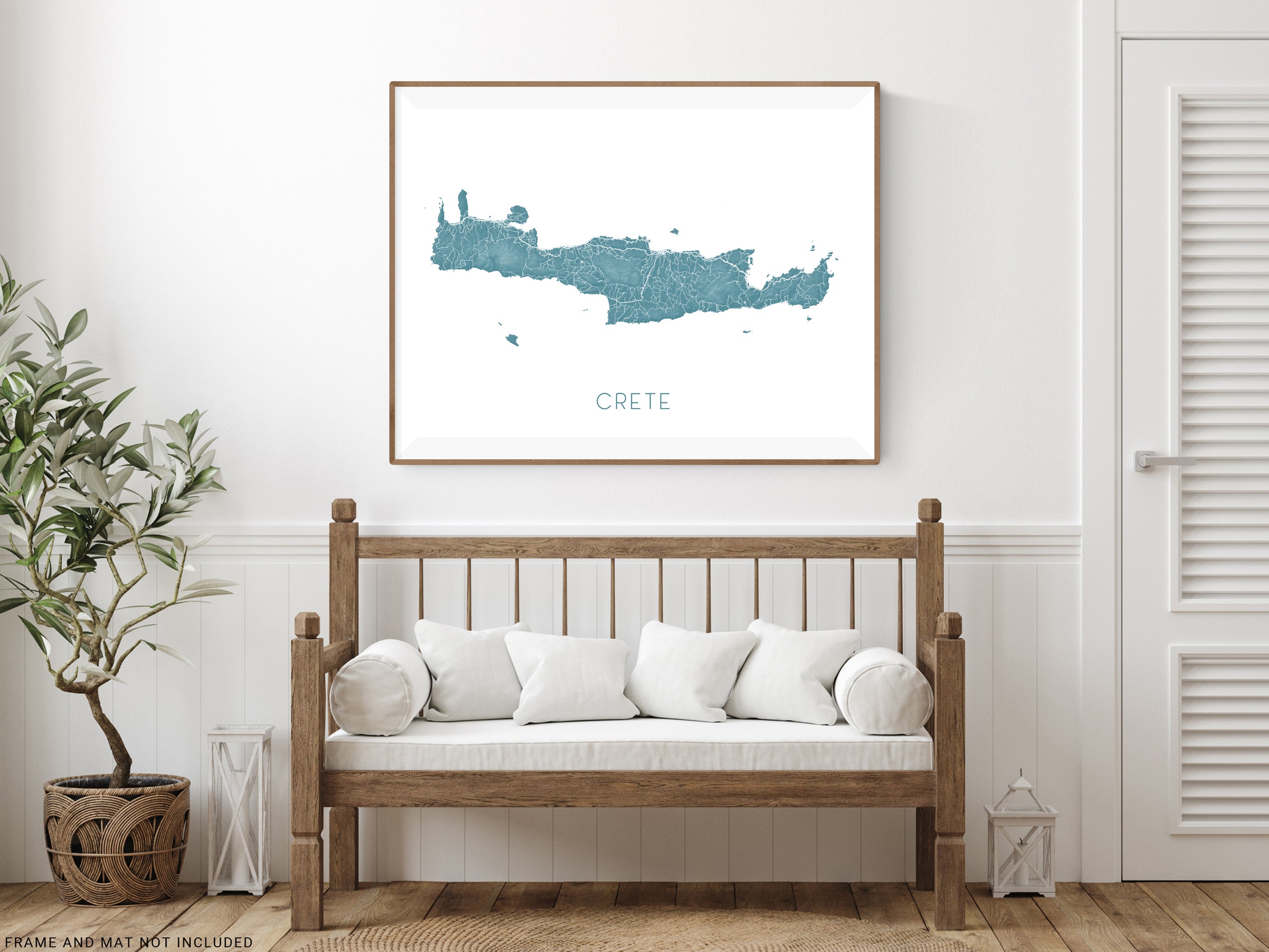 Crete Map Print Poster, Topographic Terrain Greek Islands Wall Art, Cr ...
