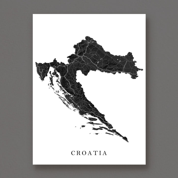 Map of Croatia on a white background with black outline