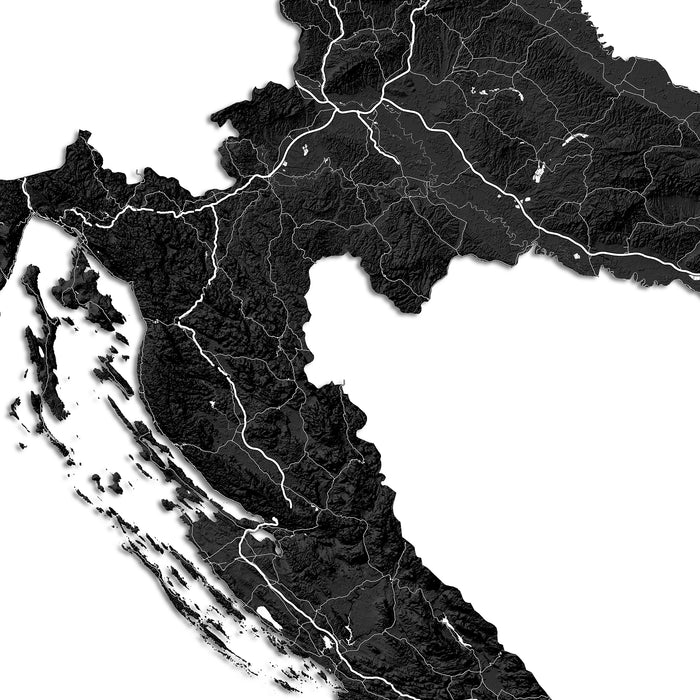 Topographic map of a region with detailed elevation lines.