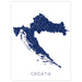 Map of Croatia in navy blue on a white background