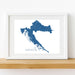 Framed map of Croatia on a white background