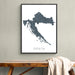 Framed map of Croatia on a wall above a wooden bench.