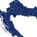 Map of Croatia with blue color on a white background