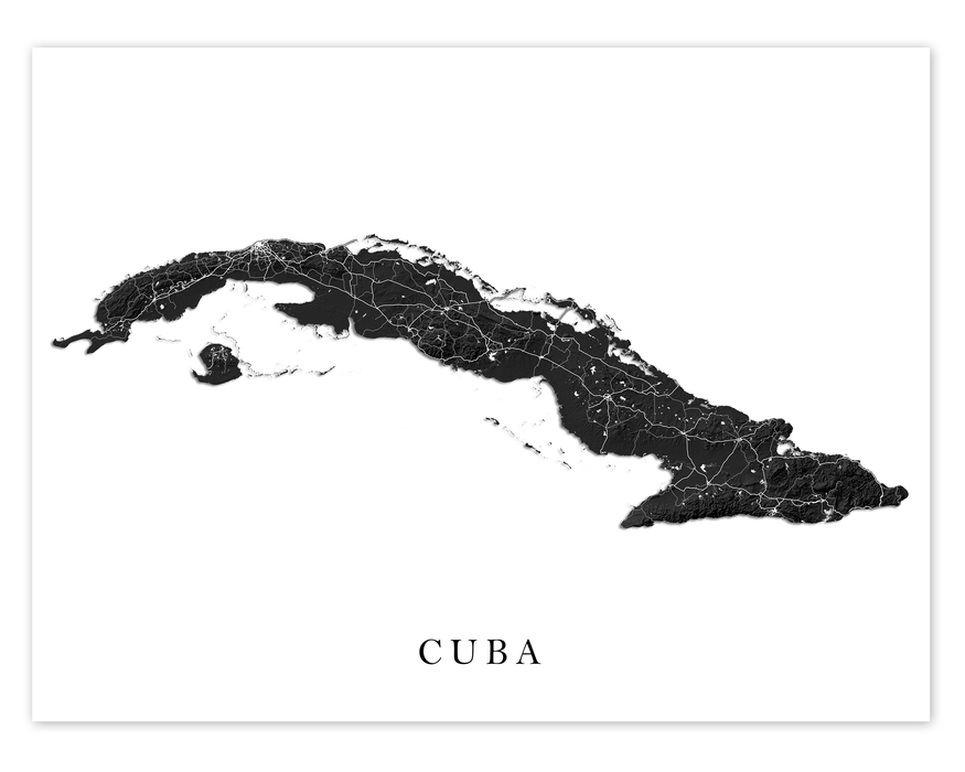 cuba-map-print-poster-black-and-white-topographic-cuban-island-wall-a-maps-as-art for Free Printable Map Of Cuba Cuba Map Print Poster, Black and White Topographic Cuban Island Wall A — Maps As Art for Free Printable Map Of Cuba