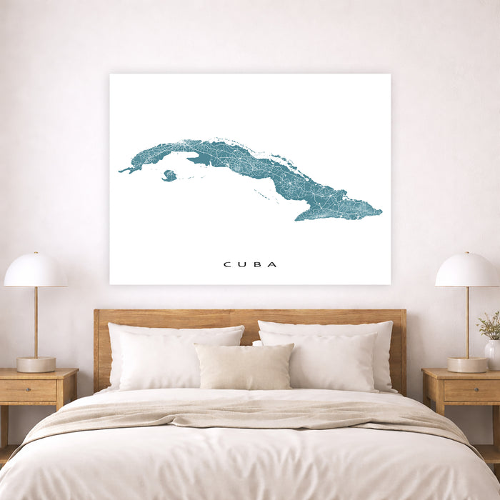 Cuba Map Wall Art Print: Caribbean Islands Road Map Poster, Havana Varadero