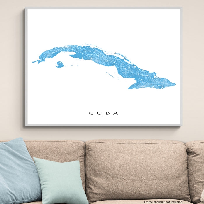 Cuba Map Wall Art Print: Caribbean Islands Road Map Poster, Havana Varadero
