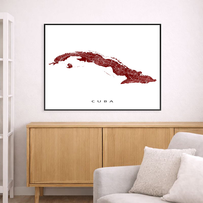 Cuba Map Wall Art Print: Caribbean Islands Road Map Poster, Havana Varadero