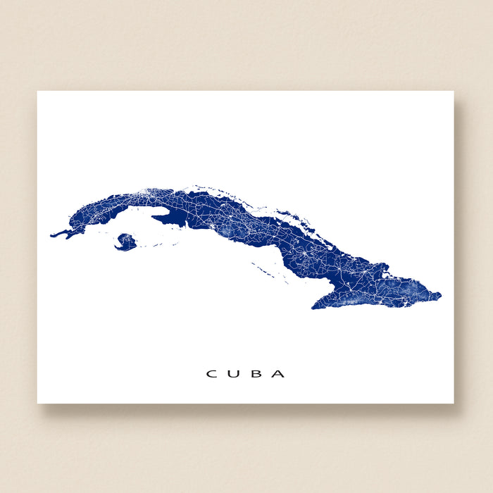 Cuba Map Wall Art Print: Caribbean Islands Road Map Poster, Havana Varadero