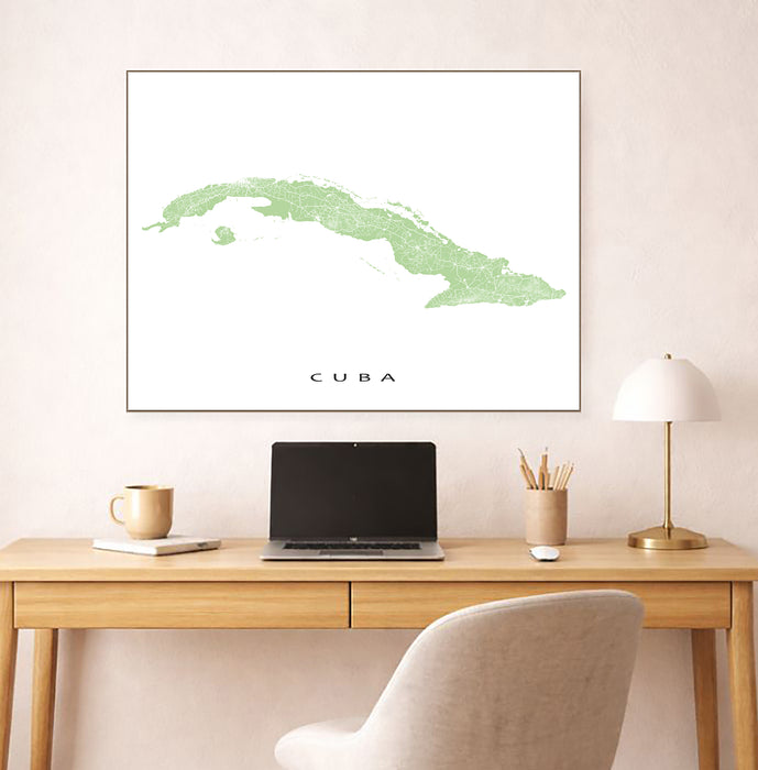 Cuba Map Wall Art Print: Caribbean Islands Road Map Poster, Havana Varadero