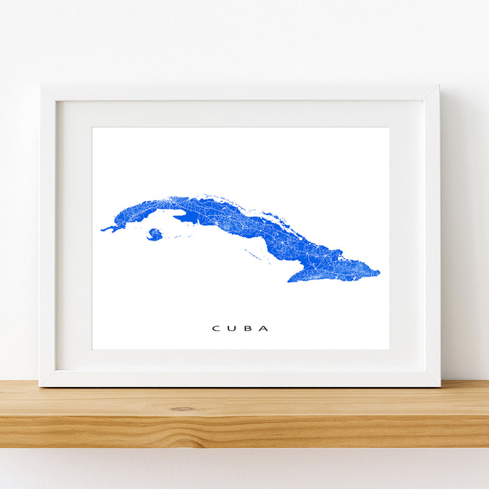 Cuba Map Wall Art Print: Caribbean Islands Road Map Poster, Havana Varadero