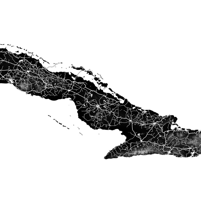 Cuba Map Wall Art Print: Caribbean Islands Road Map Poster, Havana Varadero
