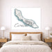 Map of Curaçao on a wall above a bed in a bedroom setting