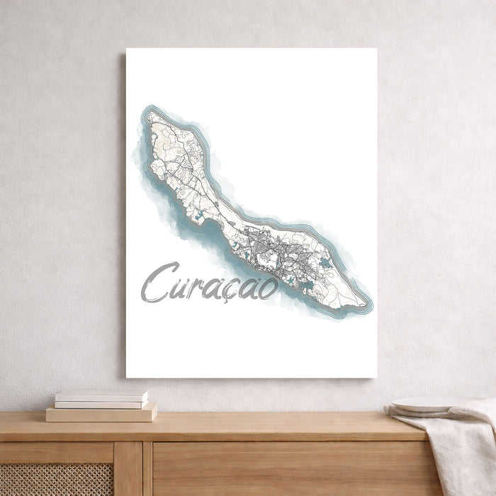 Map of Curacao on a white background