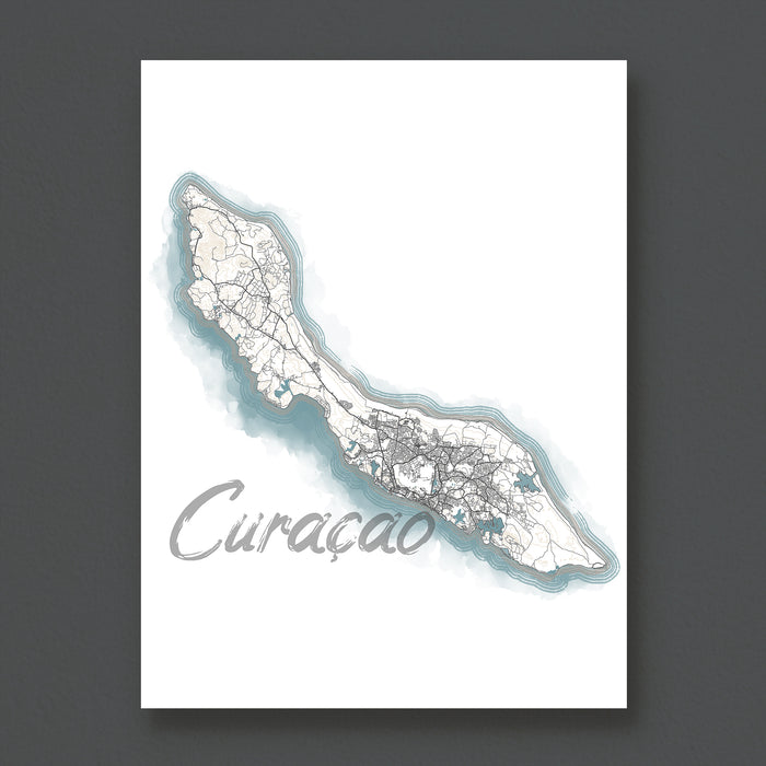 Map of Curacao on a white background with 'Curação' text.