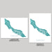 Two maps of Curacao, one in landscape and one in portrait orientation, on a gray background.