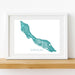 Framed map of Curacao on a white wall