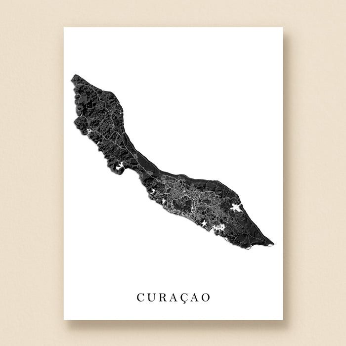 Map of Curaçao on a white background