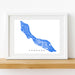 Framed map of Curaçao on a white background