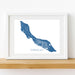 Framed map of Curaçao on a white wall