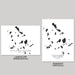 Two black and white maps of Cyclades Islands, Greece, one landscape and one portrait orientation, on a gray background.