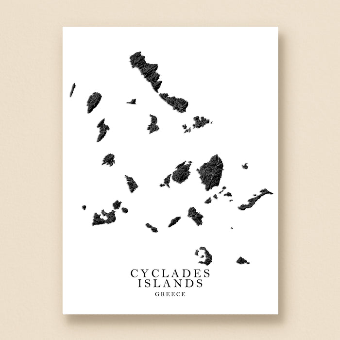 Map of Cyclades Islands, Greece on a white background